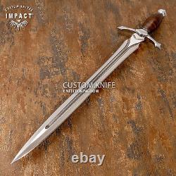 1-of-a-kind Rare Impact Cutlery Custom Fuller Sword Dagger Knife Stacked Leather