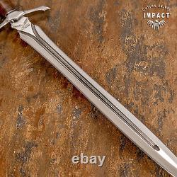 1-of-a-kind Rare Impact Cutlery Custom Fuller Sword Dagger Knife Stacked Leather