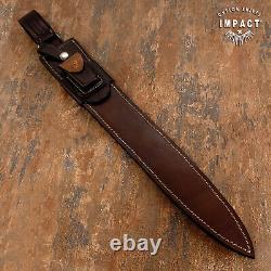 1-of-a-kind Rare Impact Cutlery Custom Fuller Sword Dagger Knife Stacked Leather