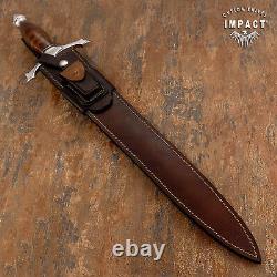 1-of-a-kind Rare Impact Cutlery Custom Fuller Sword Dagger Knife Stacked Leather