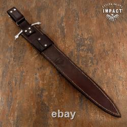 1-of-a-kind Rare Impact Cutlery Custom Fuller Sword Dagger Knife Stacked Leather