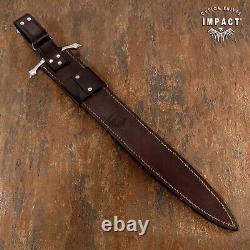 1-of-a-kind Rare Impact Cutlery Custom Fuller Sword Dagger Knife Stacked Leather