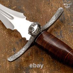 1-of-a-kind Rare Impact Cutlery Custom Sword Dagger Knife Leather Damascus Guard