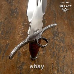 1-of-a-kind Rare Impact Cutlery Custom Sword Dagger Knife Leather Damascus Guard