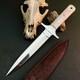 10.4 Stainless Dagger Knife Full Tang Bone Handle Fix Blade Leather Sheath