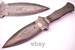 10.5 forged Copper Damascus steel Blank Blade For Smatches Combat Dagger Making
