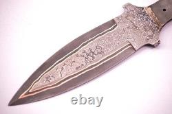 10.5 forged Copper Damascus steel Blank Blade For Smatches Combat Dagger Making