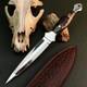 10.6 Stainless Dagger Knife Full Tang Horn Handle Fix Blade Leather Sheath