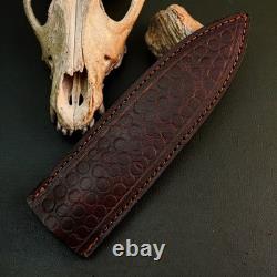 10.6 Stainless Dagger Knife Full Tang Horn Handle Fix Blade Leather Sheath