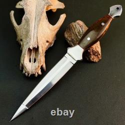 10.6 Stainless Dagger Knife Full Tang Resin Handle Fix Blade Leather Sheath