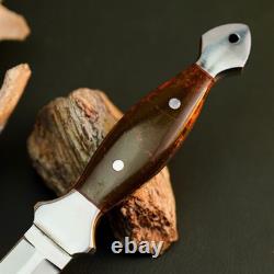 10.6 Stainless Dagger Knife Full Tang Resin Handle Fix Blade Leather Sheath