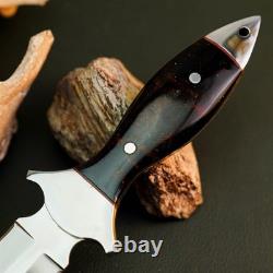 10.6 Stainless Dagger Knife Full Tang Resin Handle Fix Blade Leather Sheath