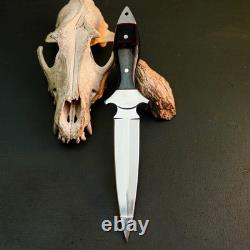 10.6 Stainless Dagger Knife Full Tang Resin Handle Fix Blade Leather Sheath