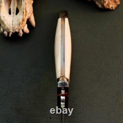 10.6 Stainless Dagger Knife Full Tang Resin Handle Fix Blade Leather Sheath