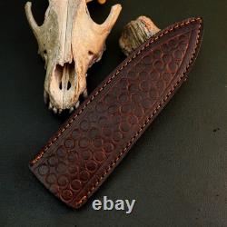 10.6 Stainless Dagger Knife Full Tang Resin Handle Fix Blade Leather Sheath