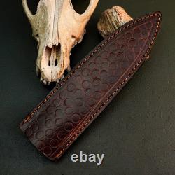 10.6 Stainless Dagger Knife Full Tang Resin Handle Fix Blade Leather Sheath