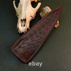 10.6 Stainless Dagger Knife Full Tang Resin Handle Fix Blade Leather Sheath