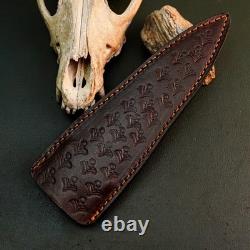 10.6 Stainless Dagger Knife Full Tang Resin Handle Fix Blade Leather Sheath