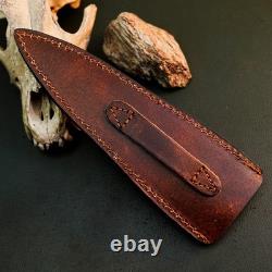 10.6 Stainless Dagger Knife Full Tang Resin Handle Fix Blade Leather Sheath