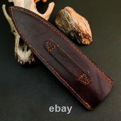 10.6 Stainless Dagger Knife Full Tang Resin Handle Fix Blade Leather Sheath