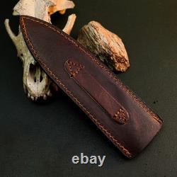 10.6 Stainless Dagger Knife Full Tang Resin Handle Fix Blade Leather Sheath