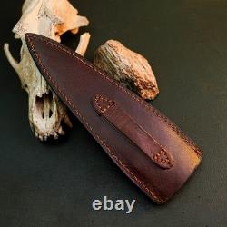 10.6 Stainless Dagger Knife Full Tang Resin Handle Fix Blade Leather Sheath