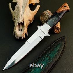 10.7 Stainless Dagger Knife Full Tang Resin Handle Fix Blade Leather Sheath