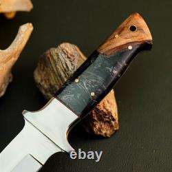 10.7 Stainless Dagger Knife Full Tang Resin Handle Fix Blade Leather Sheath