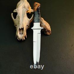 10.7 Stainless Dagger Knife Full Tang Resin Handle Fix Blade Leather Sheath