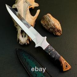 10.7 Stainless Dagger Knife Full Tang Resin Handle Fix Blade Leather Sheath