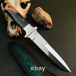 10.7 Stainless Dagger Knife Full Tang Resin Handle Fix Blade Leather Sheath