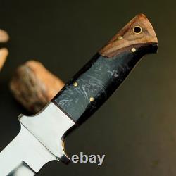 10.7 Stainless Dagger Knife Full Tang Resin Handle Fix Blade Leather Sheath