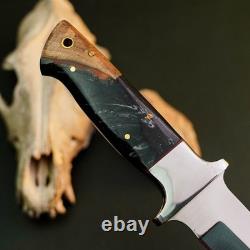 10.7 Stainless Dagger Knife Full Tang Resin Handle Fix Blade Leather Sheath