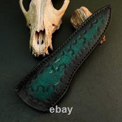 10.7 Stainless Dagger Knife Full Tang Resin Handle Fix Blade Leather Sheath