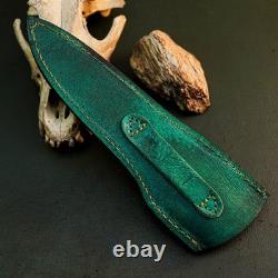 10.7 Stainless Dagger Knife Full Tang Resin Handle Fix Blade Leather Sheath