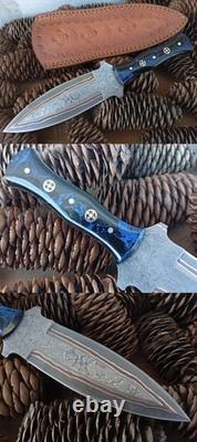 10. Handmade forged Copper Damascus steel Smatchet combat DAGGER Knife