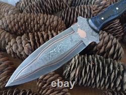 10. Handmade forged Copper Damascus steel Smatchet combat DAGGER Knife