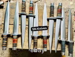 10pcs Arkansas Toothpick Dagger Handmade D2 Dagger Hunting knife &Leather Sheath