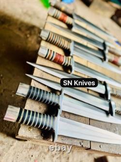 10pcs Arkansas Toothpick Dagger Handmade D2 Dagger Hunting knife &Leather Sheath