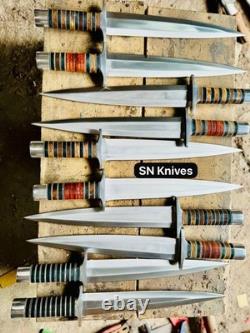 10pcs Arkansas Toothpick Dagger Handmade D2 Dagger Hunting knife &Leather Sheath