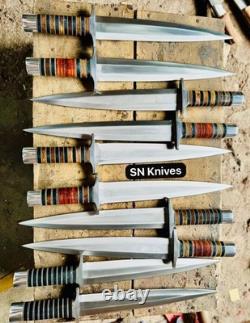 10pcs Arkansas Toothpick Dagger Handmade D2 Dagger Hunting knife &Leather Sheath