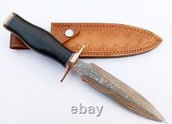11.6 handmade forged Copper Damascus steel Combat Dagger Knife with Copper Clip