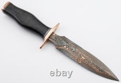 11.6 handmade forged Copper Damascus steel Combat Dagger Knife with Copper Clip