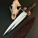 12.0 Stainless Dagger Knife Full Tang Wood Handle Fix Blade Leather Sheath