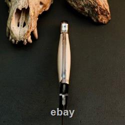 12.5 Stainless Dagger Knife Full Tang Horn Handle Fix Blade Leather Sheath