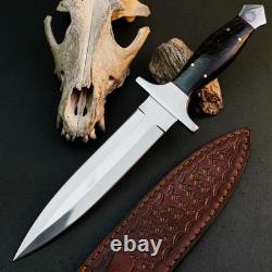 12.5 Stainless Dagger Knife Full Tang Wood Handle Fix Blade Leather Sheath