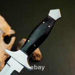 12.5 Stainless Dagger Knife Full Tang Wood Handle Fix Blade Leather Sheath