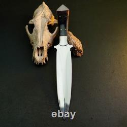 12.9 Stainless Dagger Knife Full Tang Resin Handle Fix Blade Leather Sheath