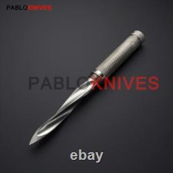 12 Custom Handmade Carbon Steel Hunting Tri Dagger Knife with Cover