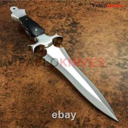 12 Hand Forged J2 Steel High Polish Full Tang Hunting Dagger Knife Micarta